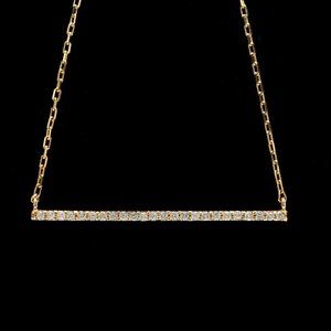 0.25Ct Splendid 14K Solid Yellow Gold Bar Necklace